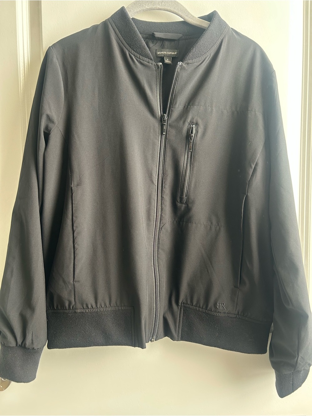 Banana Republic Women’s Black Bomber Jacket with Zip Chest Pocket